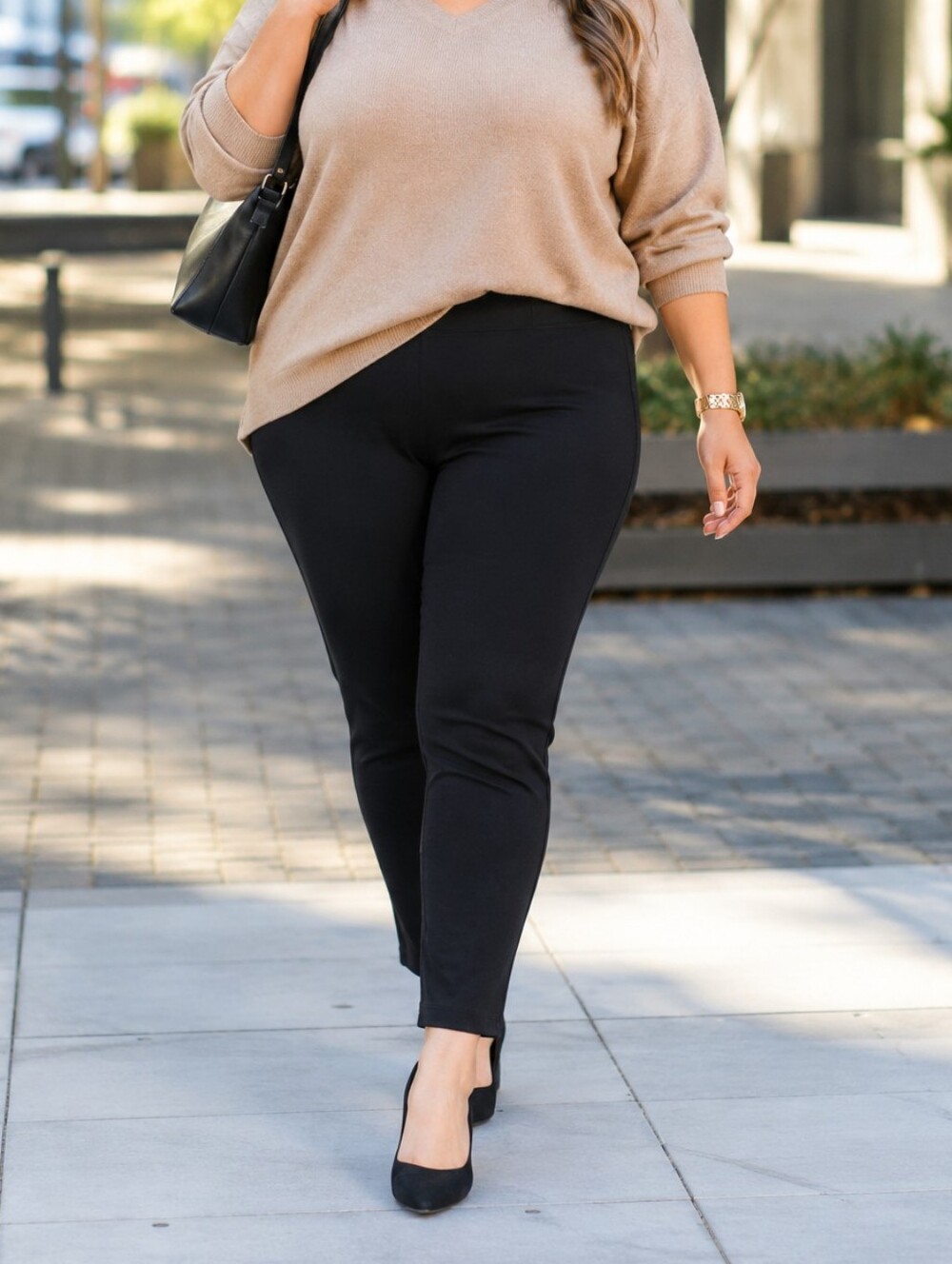 Penningtons Black Pull-On Ponte Leggings Plus Size Viscose Blend Work Travel